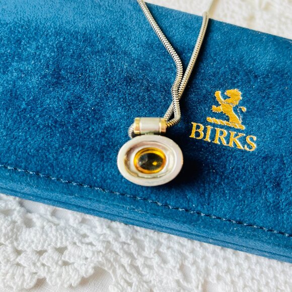 Birks 18K Sterling Citrine Omega Necklace and Earrings Set - Picture 10 of 15